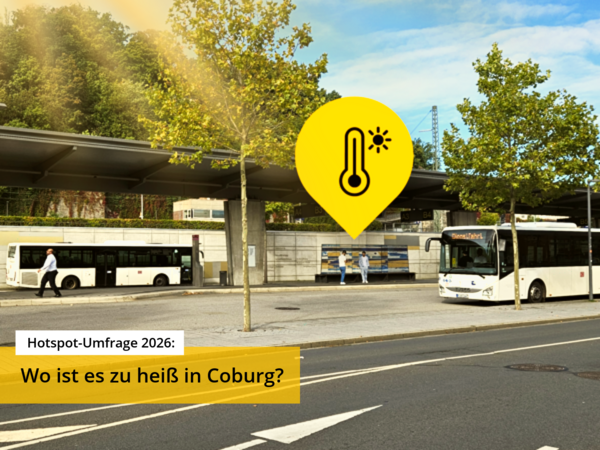 An vielen Orten in Coburg staut sich im Sommer die Hitze – wie hier am ZOB. Mit der Aktion „Hitzeschutz für deinen Hotspot“ sammelt die Stadt Vorschläge, wo künftig mehr Schatten, Begrünung oder Abkühlung entstehen soll.
